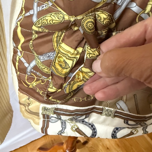 J MCLAUGHLIN ANDI QUILTED EQUESTRIAN IVORY KNIT FRONT ZIP PUFFER JACKET S - Picture 7 of 12